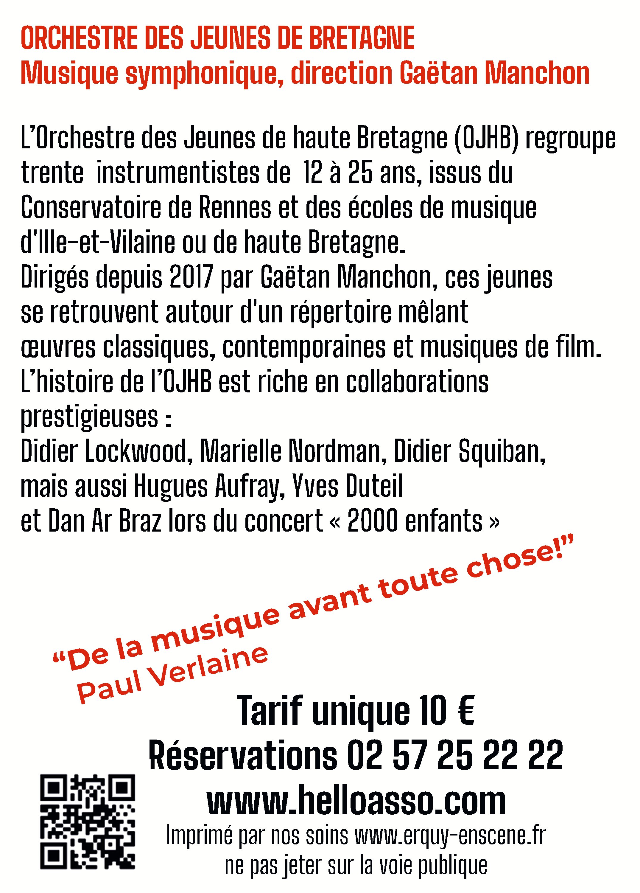 A6 flyer Orchestre des Jeunes de Bretagne Verso